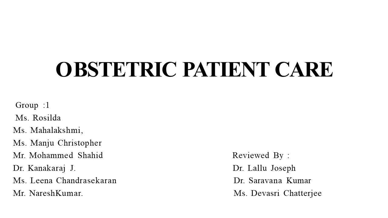 Obestric Patient Care